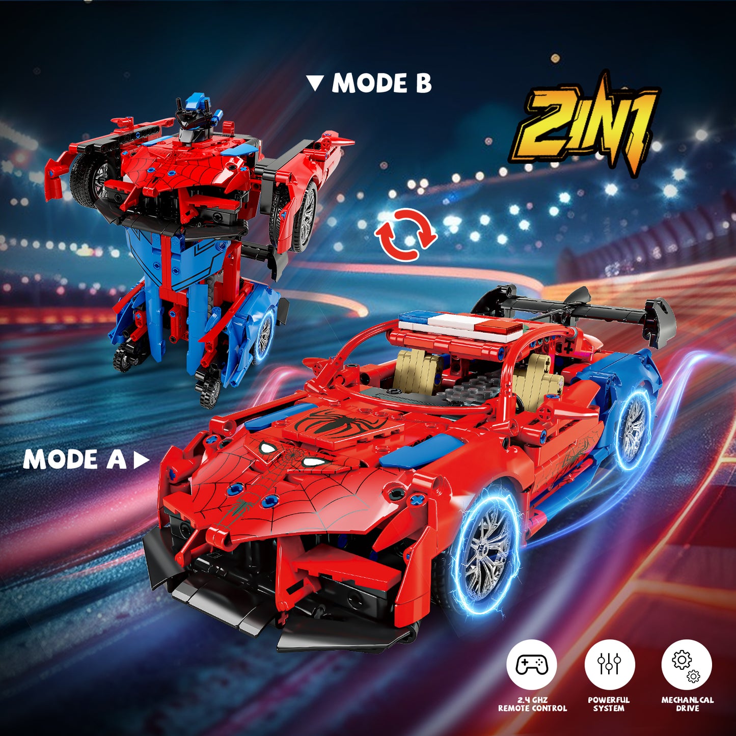 BOBOBELL 2 in 1 Remote Control Racing Car Building Blocks