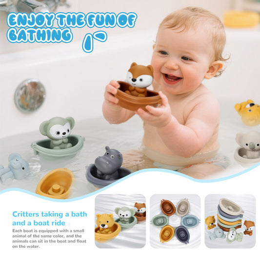Bath Toys Float Boats, Silicone Animal Finger Puppets