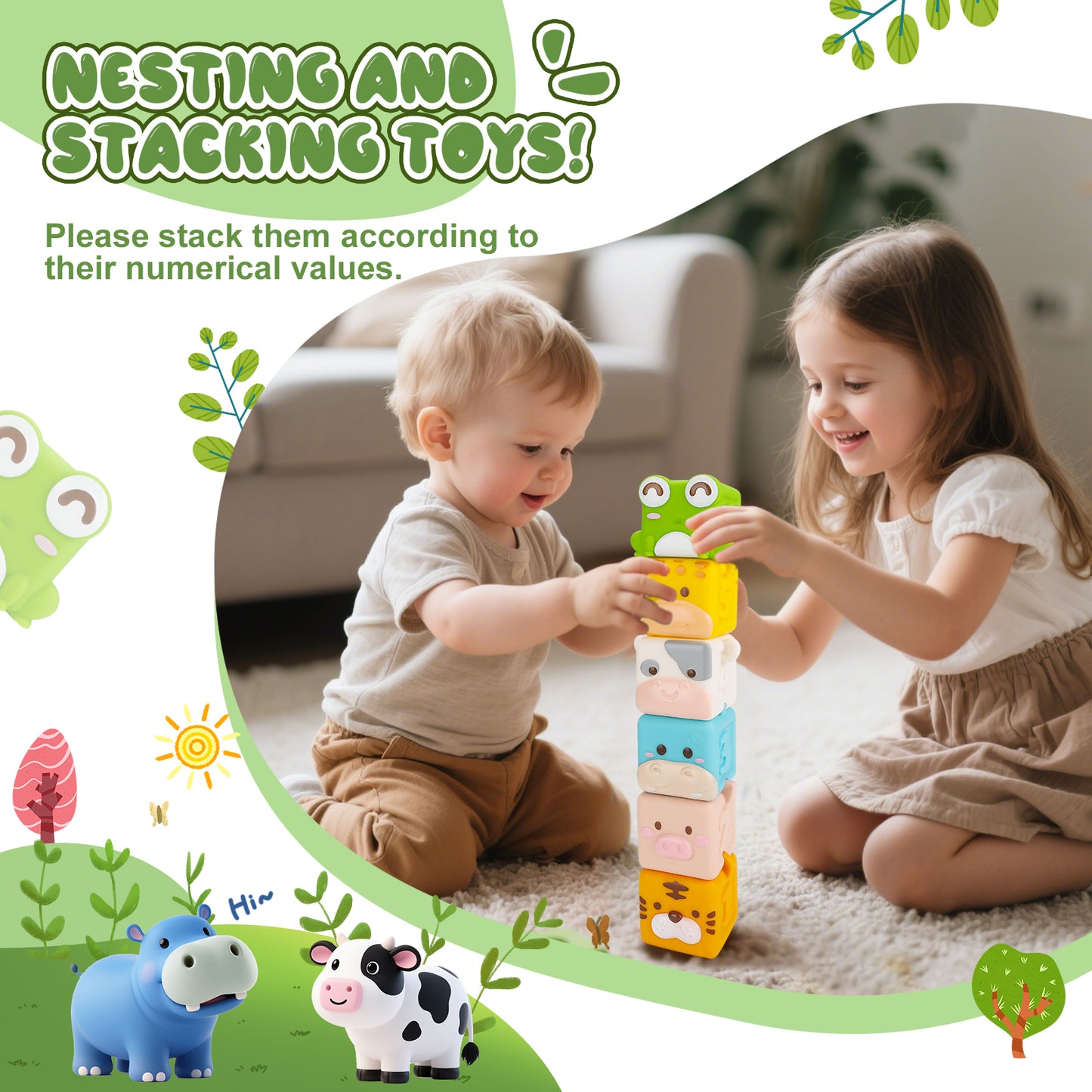 BOBOBELL Animal Soft Baby Blocks