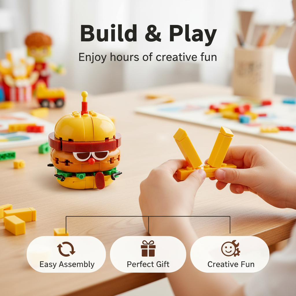 BOBOBELL Hamburger and fries building block set