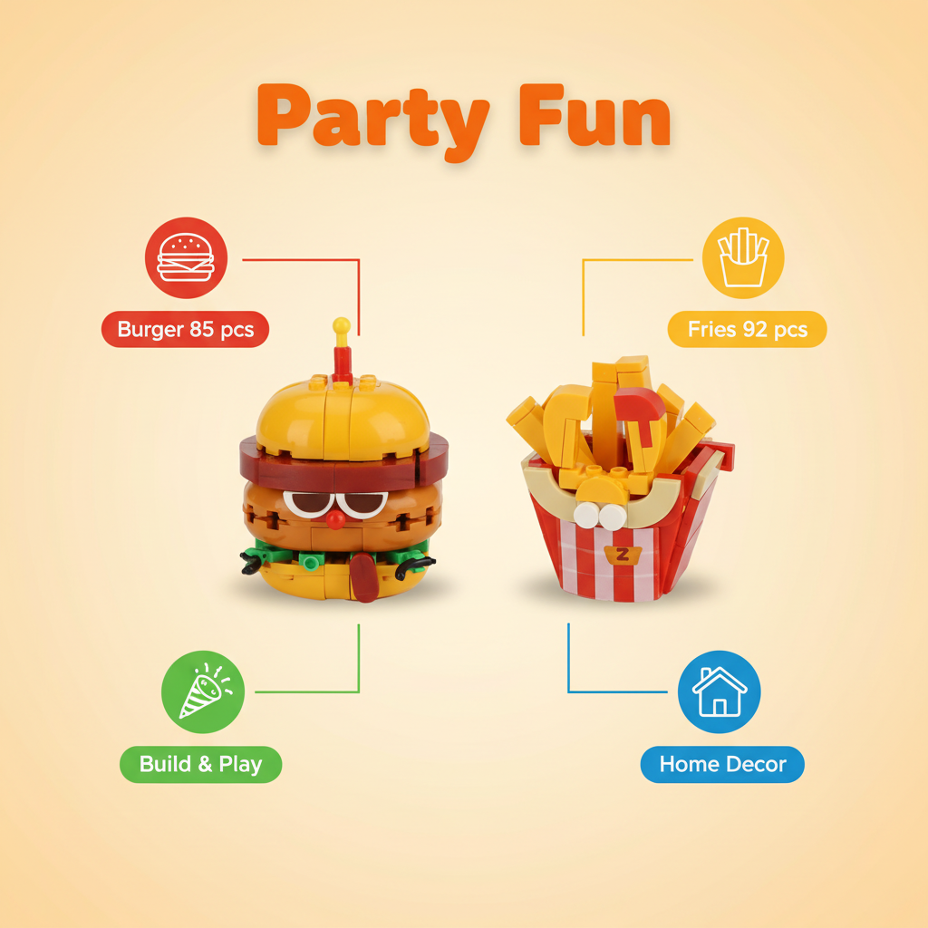 BOBOBELL Hamburger and fries building block set