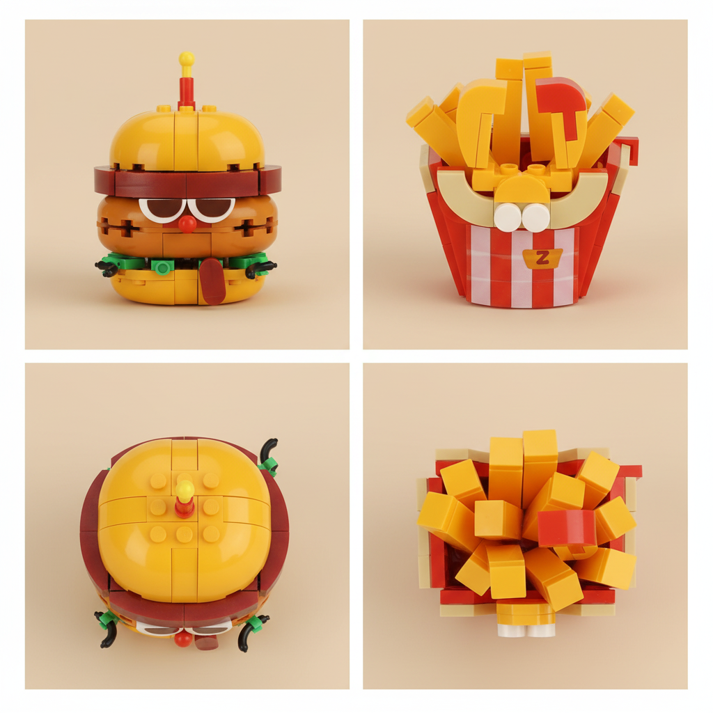 BOBOBELL Hamburger and fries building block set